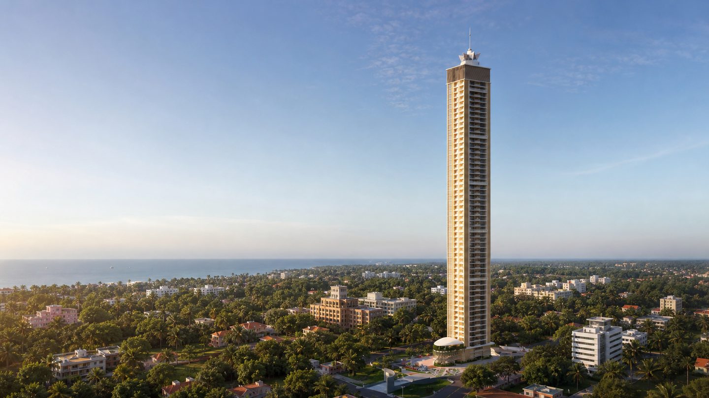 Bhandary Vertica villament tower rising above Kadri Kambala, Mangalore